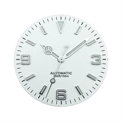 Black and White Explorer Style Watch Dial and Hands Set with Luminous BGW9 (White)