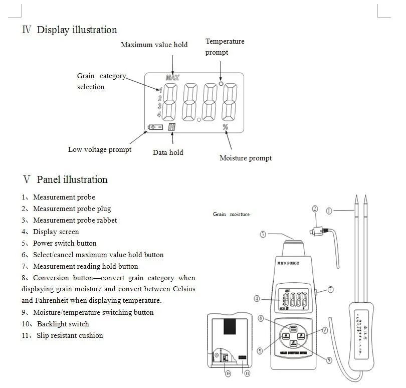 MD7822 Digital Grain Moisture Meter 2%~30% Portable Tester for Rice, Corn, Wheat, Soybean, and Coffee Beans detail image 2