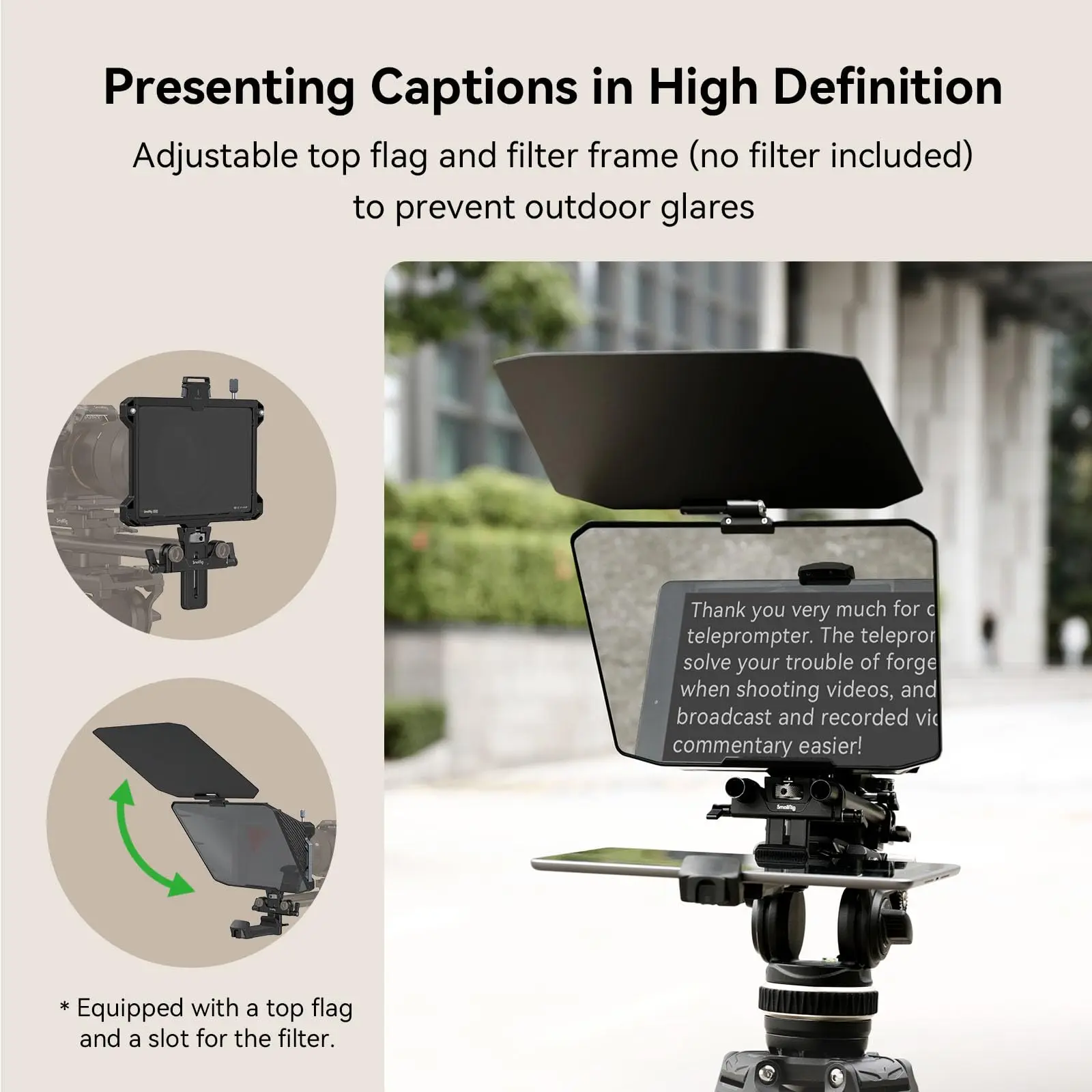 SmallRig Multifunctional Teleprompter Portable Tablet/Smartphone/ DSLR Teleprompter for IPad for Huawei Samsung Xiaomi