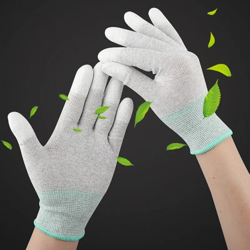 5pair Antistatic Gloves Anti Static ESD Electronic Working Gloves pu coated palm coated finger PC Antiskid for Finger Protection