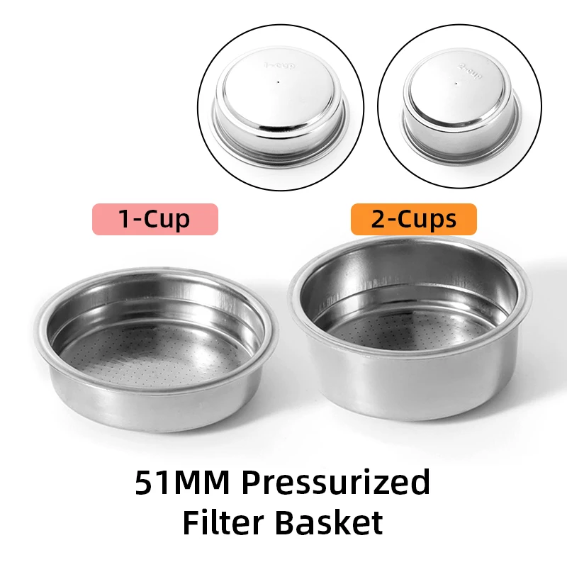 Stainless Steel Double Layer Espresso Filter Basket - 51mm Barista Accessories