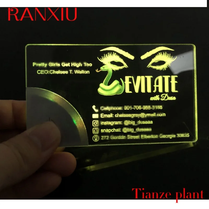 Plain blank acrylic laser company gift give away with colorful lighting up Led business card