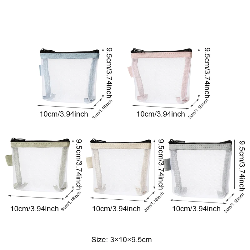 Transparent Mesh Lipstick Storage Bag Portable Mini Cosmetic Bag Makeup Case Key Earphone Data Line Organizer Card Holder Pouch