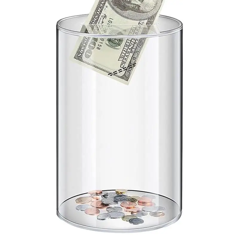 

Acrylic Money Saving Box Acrylic Coin Saving Jar Portable Round Large Unopenable Money Box Acrylic Coin Jar For Girls Boys