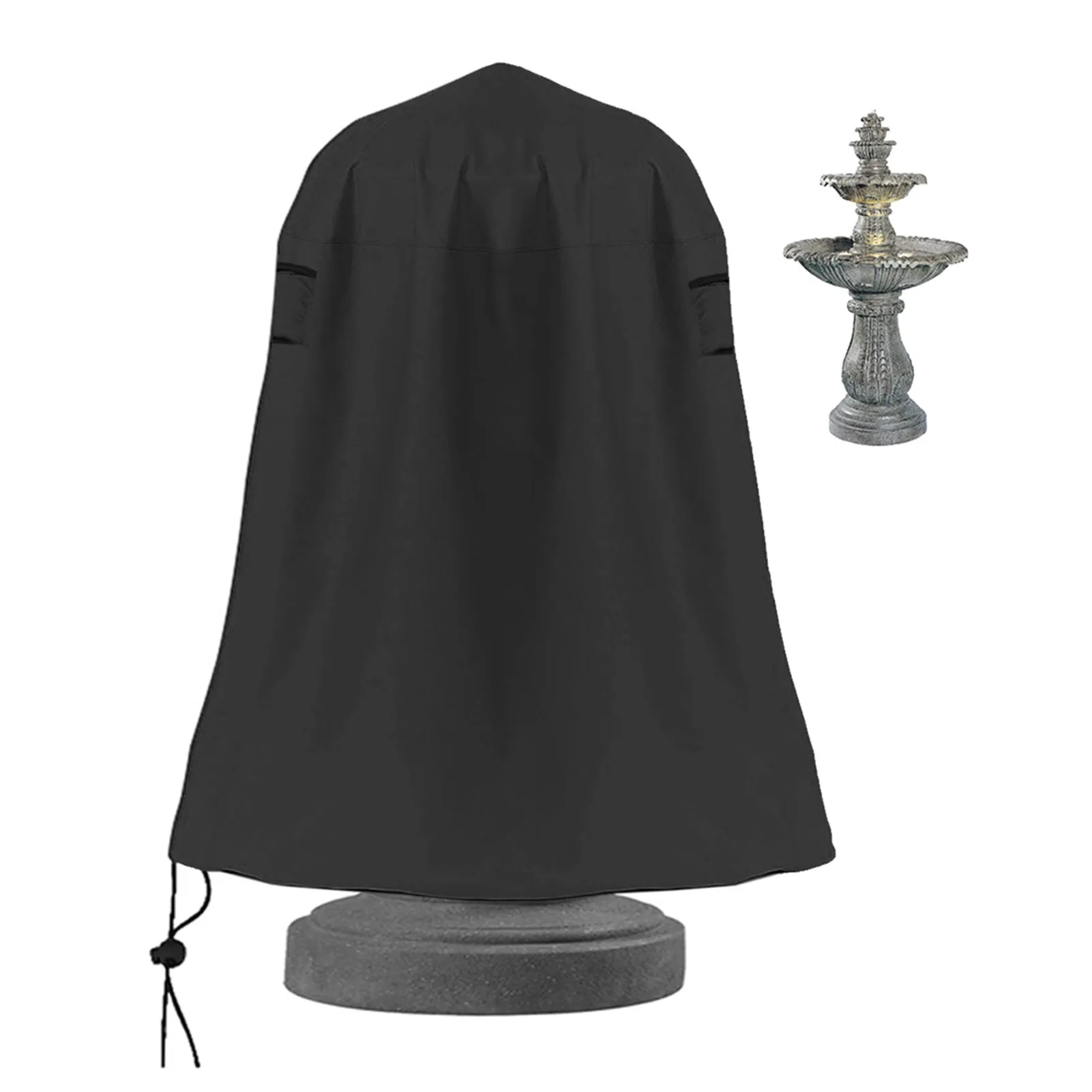 NEWFOM Garden Fountain Cover,Waterproof and Dustproof Outdoor Cover with String Hem Made of Heavy Duty 420D Polyester 16.5 15.6 33 inches 