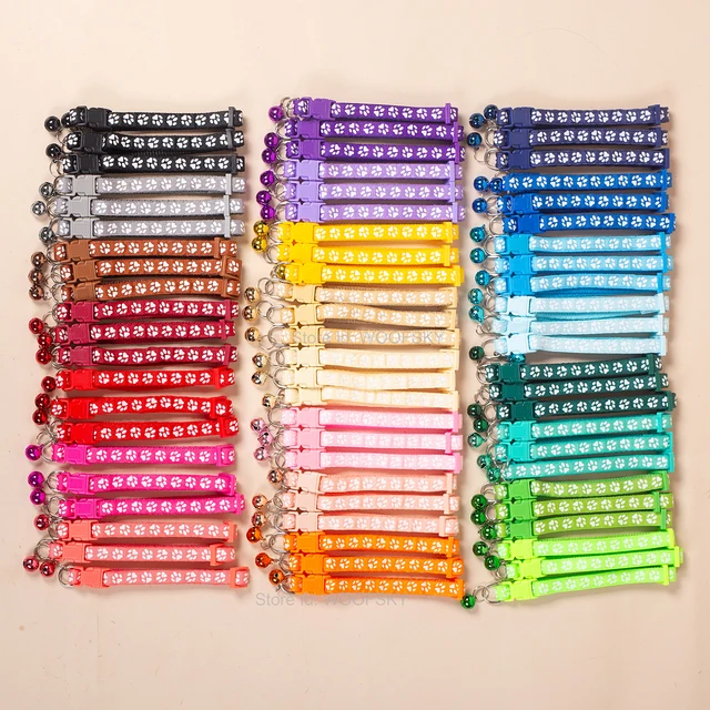 10pcs Colorful Pet Collars with  Bell 23 Different Colors Manufacturers Wholesale Directly Puppy Cat Collar 3