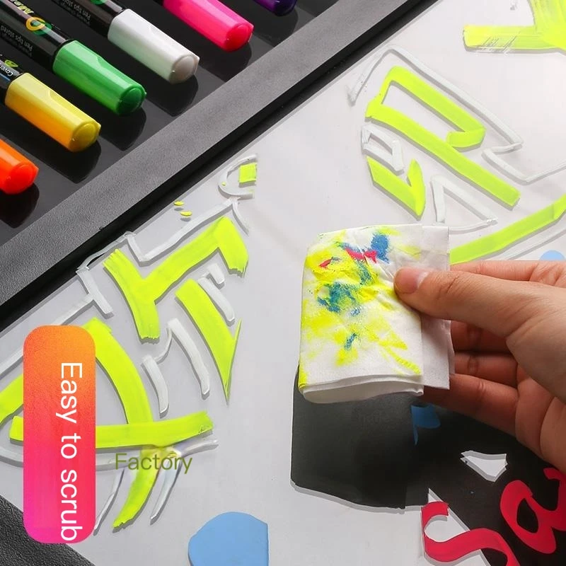 Haile 8 색/세트 형광펜 형광 마커 펜 지울 수있는 분필 5/6/8/10mm 편지지 LED 쓰기 보드 그림 Graffit