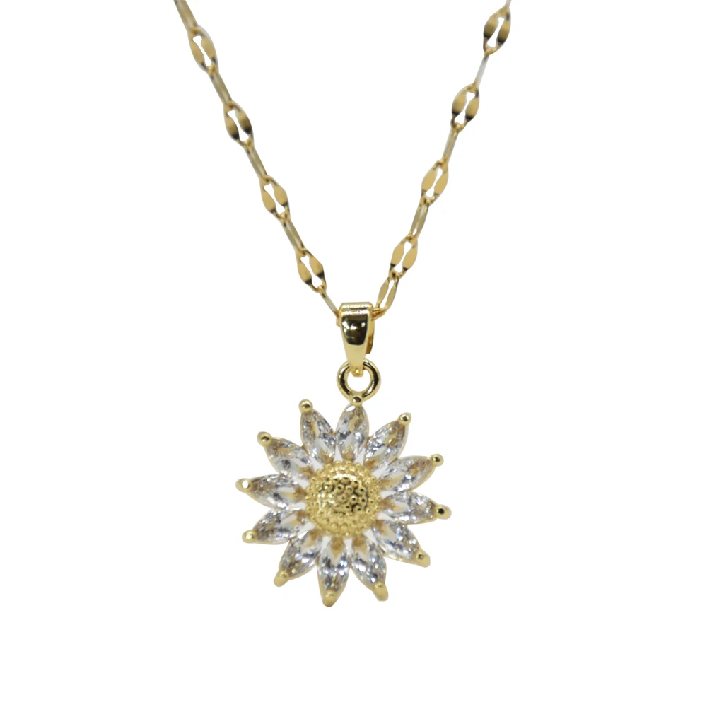 Large Diamond Pavé Golden Blossom Sunflower Pendant Necklace 18k Yellow  Gold – Irene Neuwirth