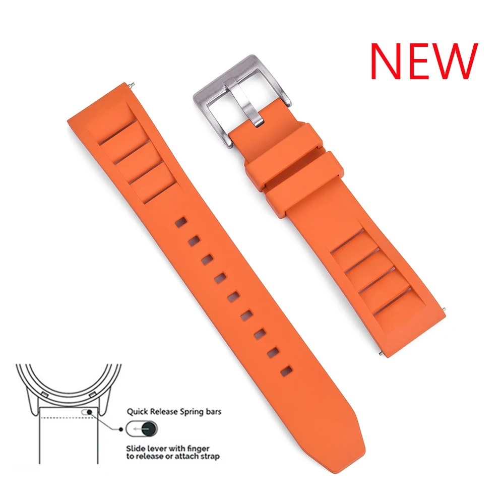 2025 Neues Design Fluorkautschuk FKM Uhrenarmband 20 mm 22 mm wasserdicht Tauchen Schnellverschluss atmungsaktiv Universal Fit Sportarmband – Detail 4