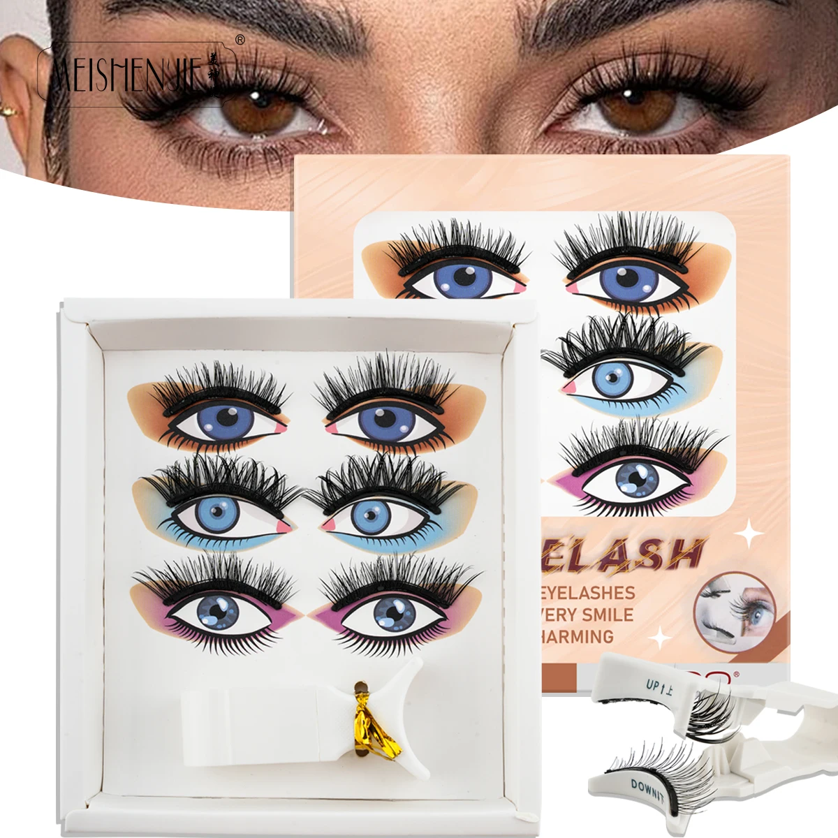 Description Picture 2 of itemMEISHENJIE 1/3 Pairs Natural Long 3D Mink Magnetic Eyelashes Handmade Reusable Waterproof Lash Makeup Magnetic Eyelash Set