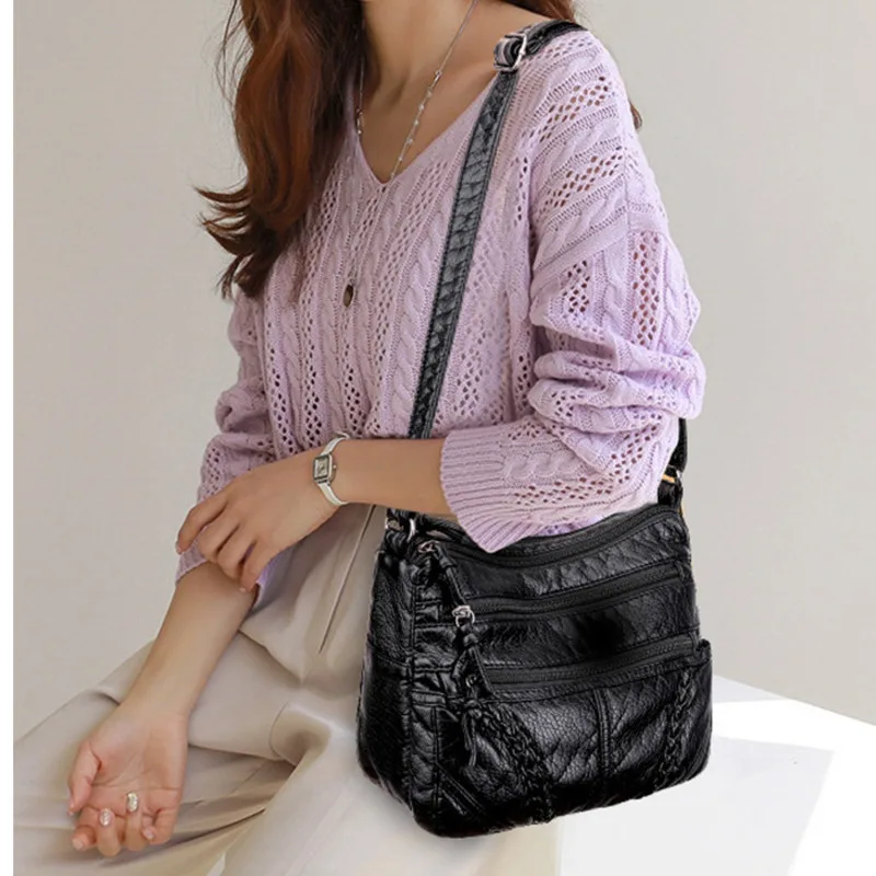 Shoulder Soft One Bag Crossbody Leather Texture Large Capacity Backpack Casual Handbag For Woman High-Quality Messengerversatile