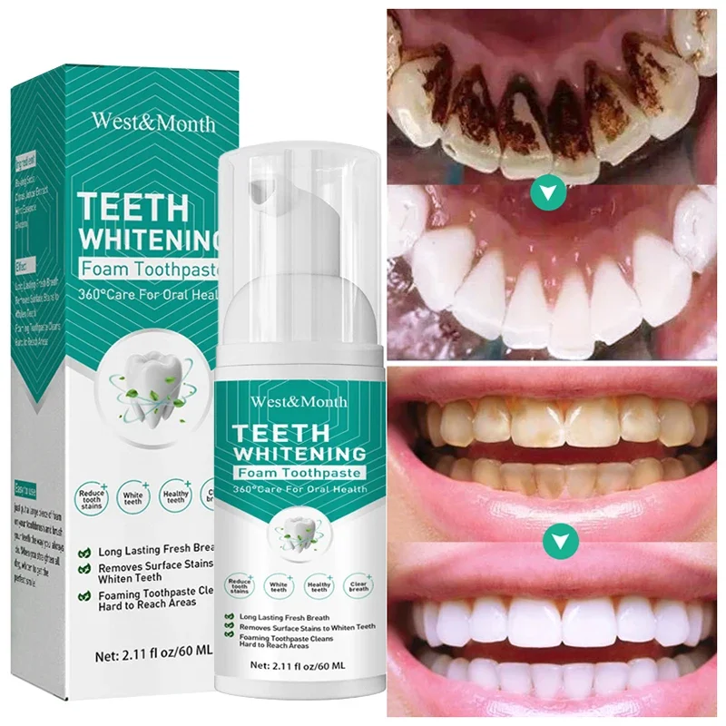 

Teeth Whitening Mousse Toothpaste Whiten Deep Cleaning Dentifrice Removes Plaque Stains Tooth Bleaching Oral Hygiene Product