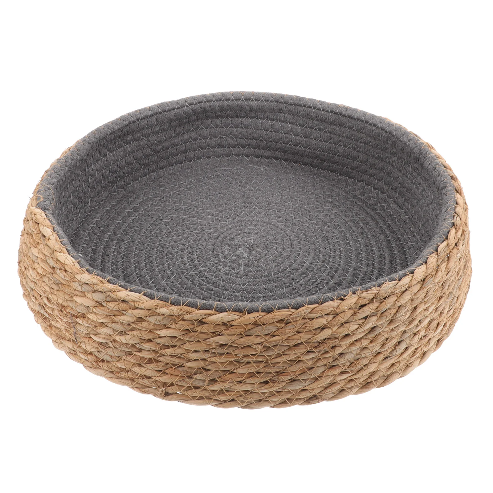 

Natural Cat Wicker Bed Basket Handmade Braided Kitten Bed Soft Cushion Rattan Woven Pet House Nest