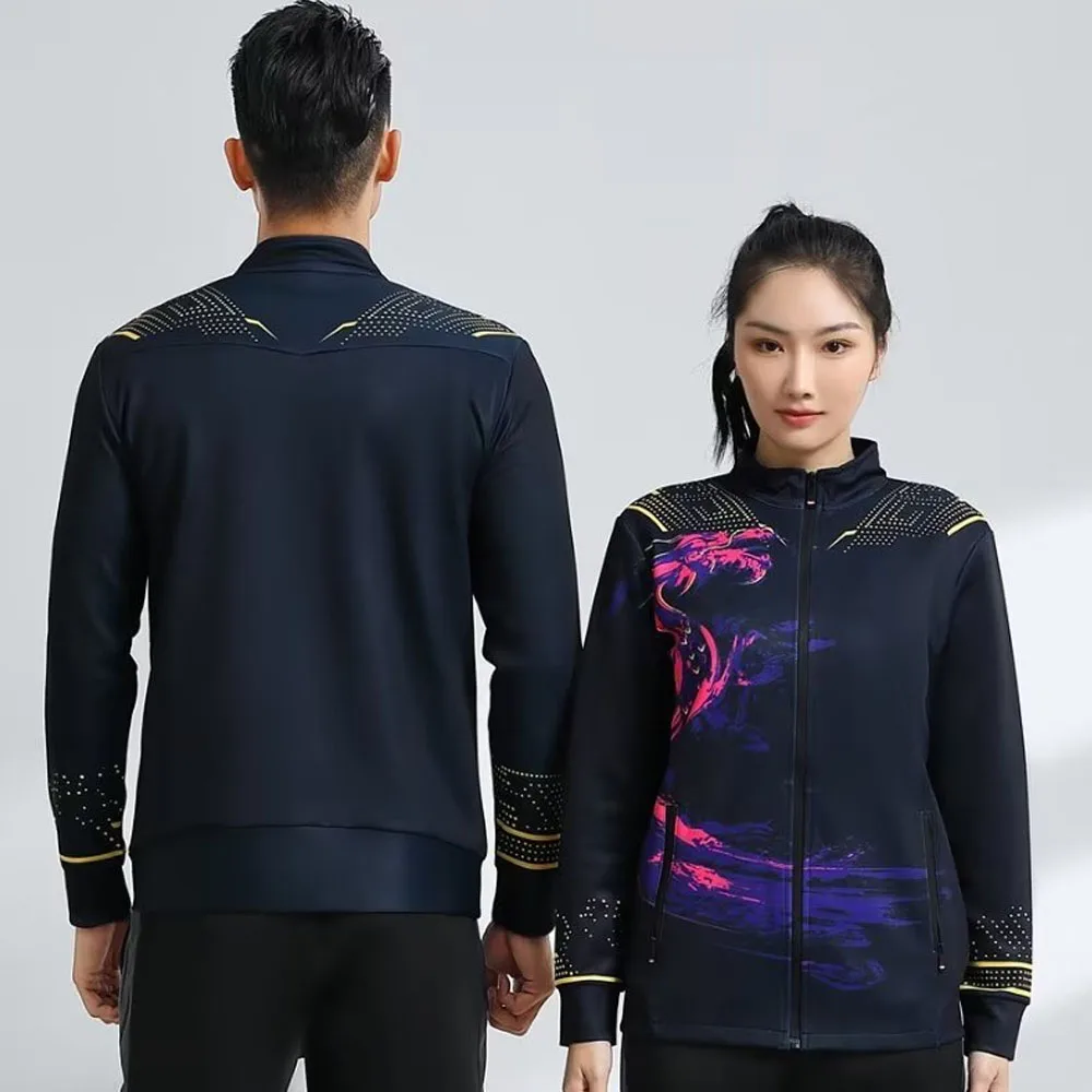 Women Men Children Tennis Jacket Autumn Winter China Dragon Print Long Sleeve Table Tennis Golf Ping Pong Badminton Coat table tennis clothing