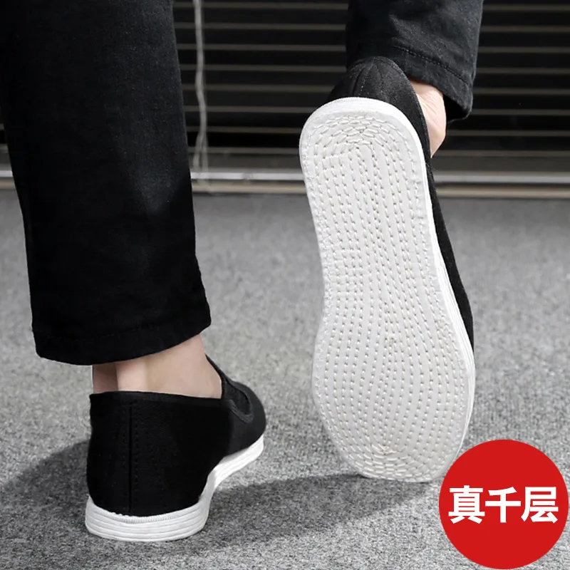 Black multi-layer cotton sole manual Shaolin Monk Wushu Training Shoes Tai Chi Martial arts cloth Shoes Kung fu Sports Sneakers 5
