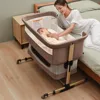 Baby Crib,3 in 1 Baby Bassinet Bedside Crib Adjustable Portable Bed for Infant,Baby Newborn Must Have Bed,Khaki 1