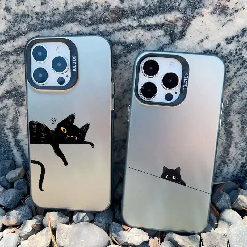Black Cat Personality Shockproof Laser Back Phone Case