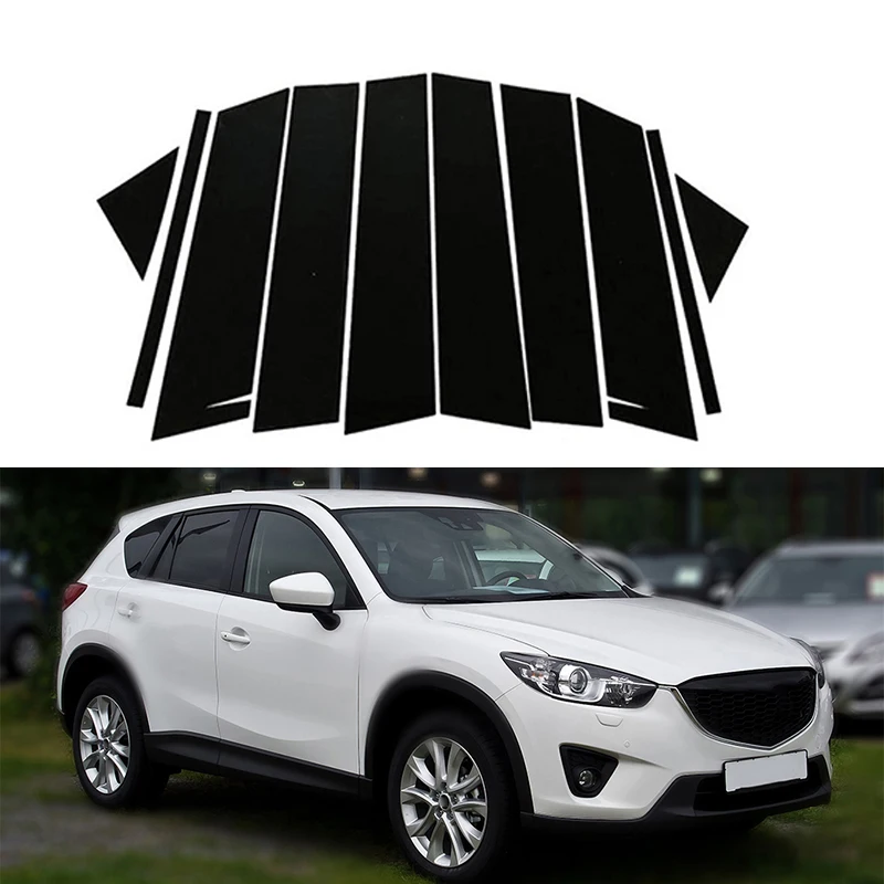 Mazda CX-5 용 10Pcs 2013-2015 2016 자동차 창 기둥 포스트 도어 트림 광택 피아노 블랙 데칼 커버 액세서리 외장 부품