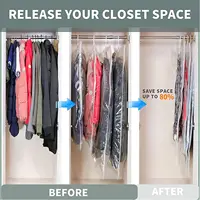 6 Pack Hanging Vacuum Storage Bag Reusable Space Saver Compressed Bag with Hangers for Clothing for Jacket, Suits, Dress, 2