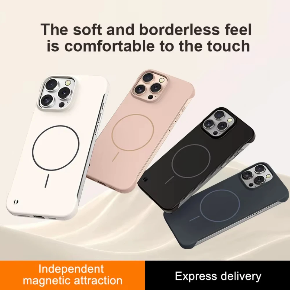Frameless Matte Magnetic Shockproof Phone Case with Magsafe Compatibility