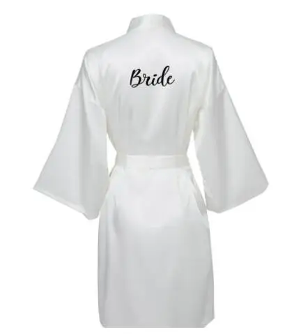 Elegant Satin Silk Bridal & Bridesmaid Robe - Black