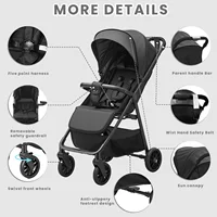 Poussette bébé pour tout-petits avec siège inclinable, poussette Ultra compacte avec grand panier de rangement, auvent, pour Buggy de voyage 3