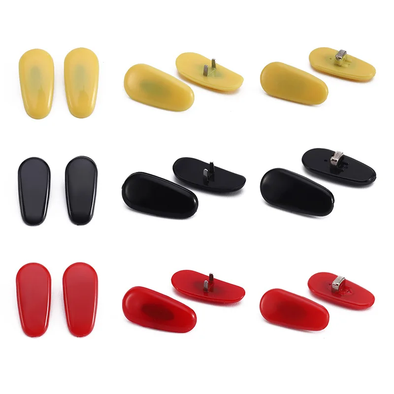 100pcs(50pairs) 부드러운 PVC 안경 안경 코 패드 광학 프레임 수리 액세서리 부품 클립 푸시 인 삽입 유형 금속 코어