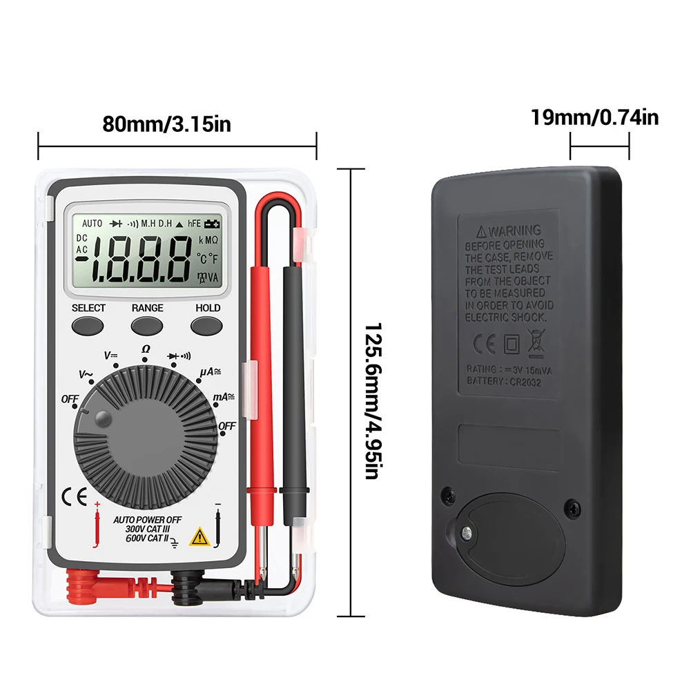 ANENG AN101 1999 Counts Mini Professional Digital Multimeter AC/DC Voltage Tester Automotive Current Tester Electrician Tools