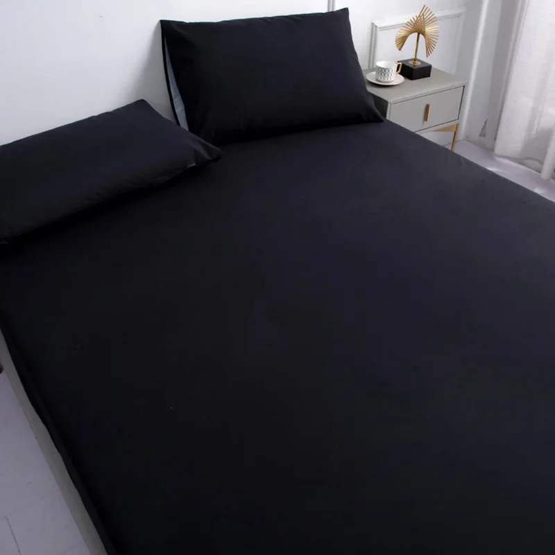 

(No Pillowcase) Pure Black Waterproof Bedsheet, Household Bed Cover, Summer, Spring, Winter Elastic Mattress Cover