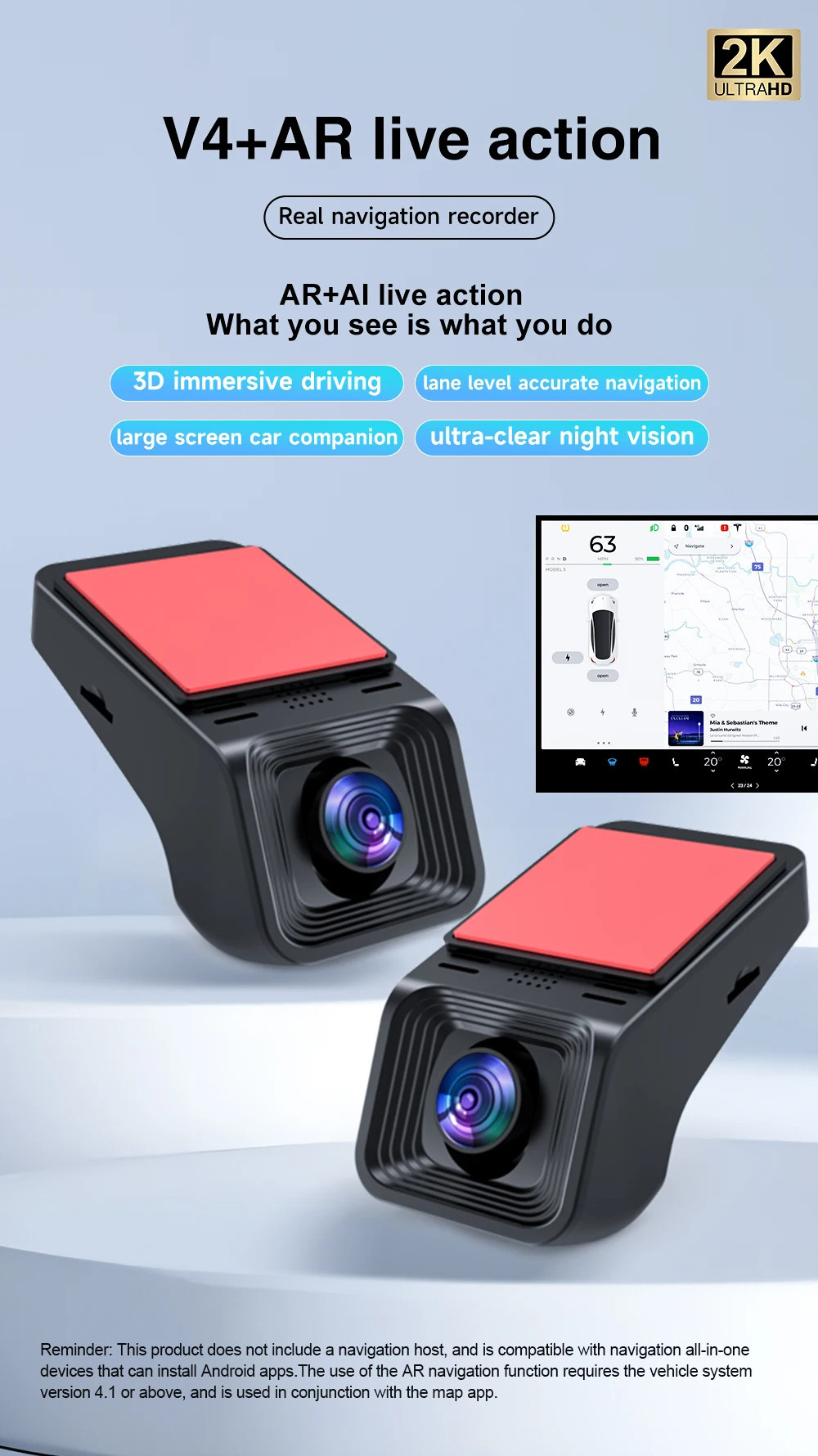 Description Picture 2 of itemFor Android Multimedia Player 1920*1080P Dashcam ADAS Mini Car DVR Camera HD Car Camera Auto Digital Video Recorder Dash Cam