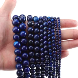 Natural Stone Round Tiger Eye Crystal Turquoise Beads for DIY Crafts and Ornament Making (Lapis Lazuli)