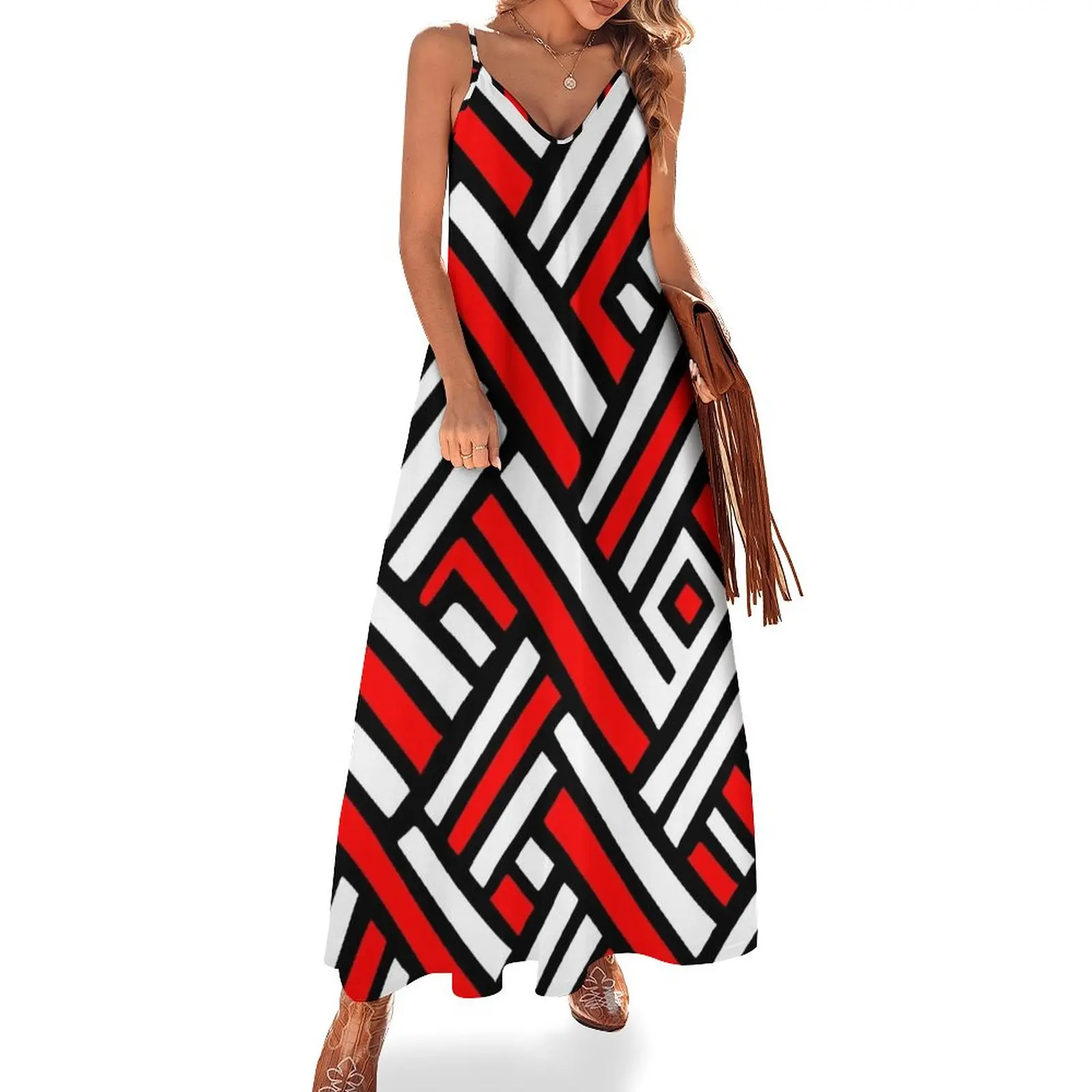 

Black White Red Large Weave Sleeveless Dress ladies dresses for special occasion dresses for woman 2024 Dresses