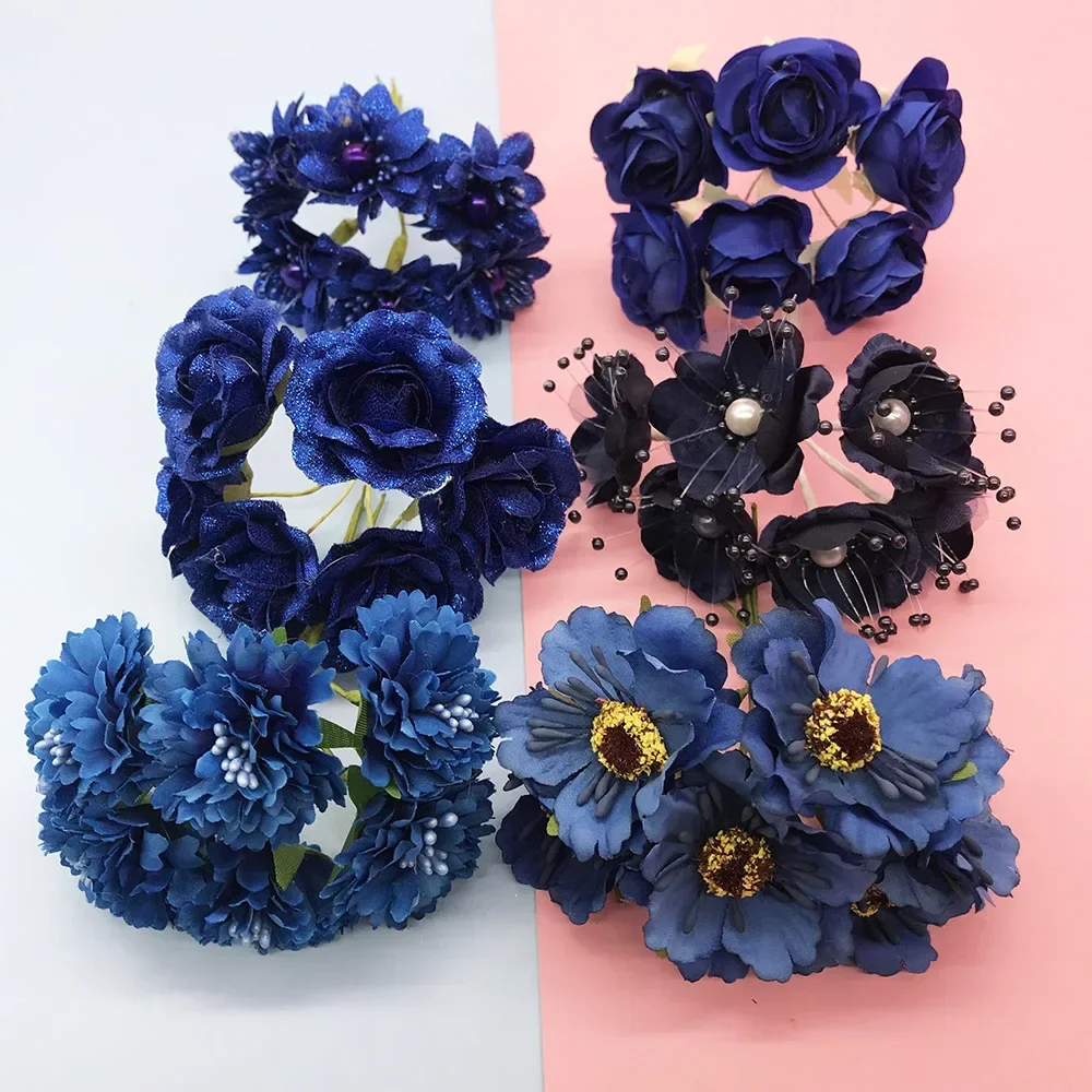 Europäisches kleines Ölgemälde, Gänseblümchen, kleine Kamelie, Rosenknospenstrauß, künstliche Blumen, Hochzeitsstrauß