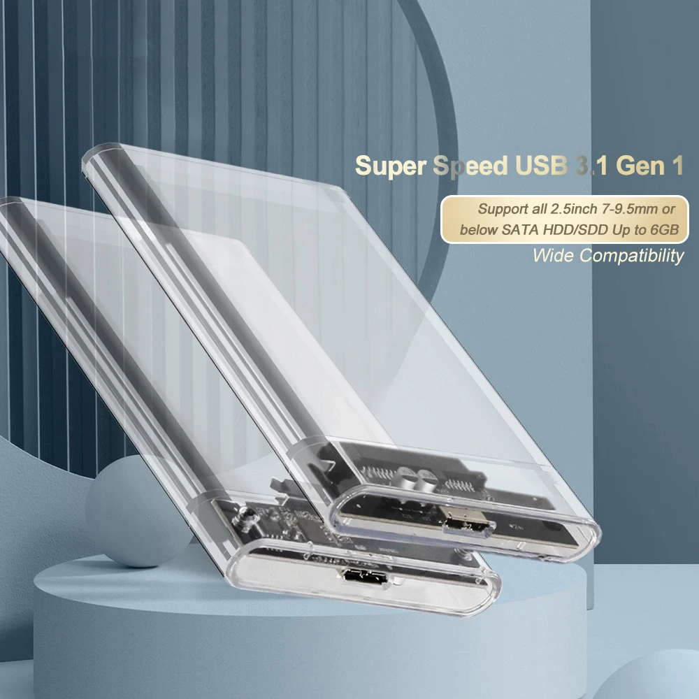 Caixa de Disco Rígido Externo Transparente Caixa de Disco Rígido Gabinete Sata para Usb 3.0 Tipo-c 3.1 Móvel 2.5