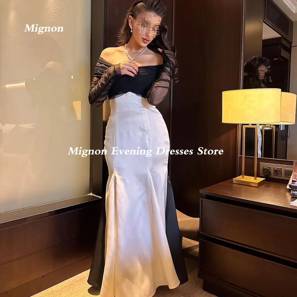 

Mignon Satin Mermaid Off-the-shoulder Neckline Prom Gown Tulle Evening Formal Floor-length Elegant Party Dresses for Women 2023