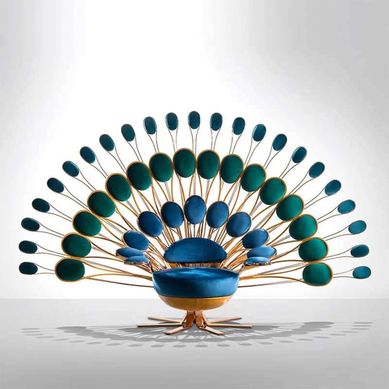

Creative Personality Special-shaped Peacock Open Screen Chair Stainless Steel Leisure Single Chair