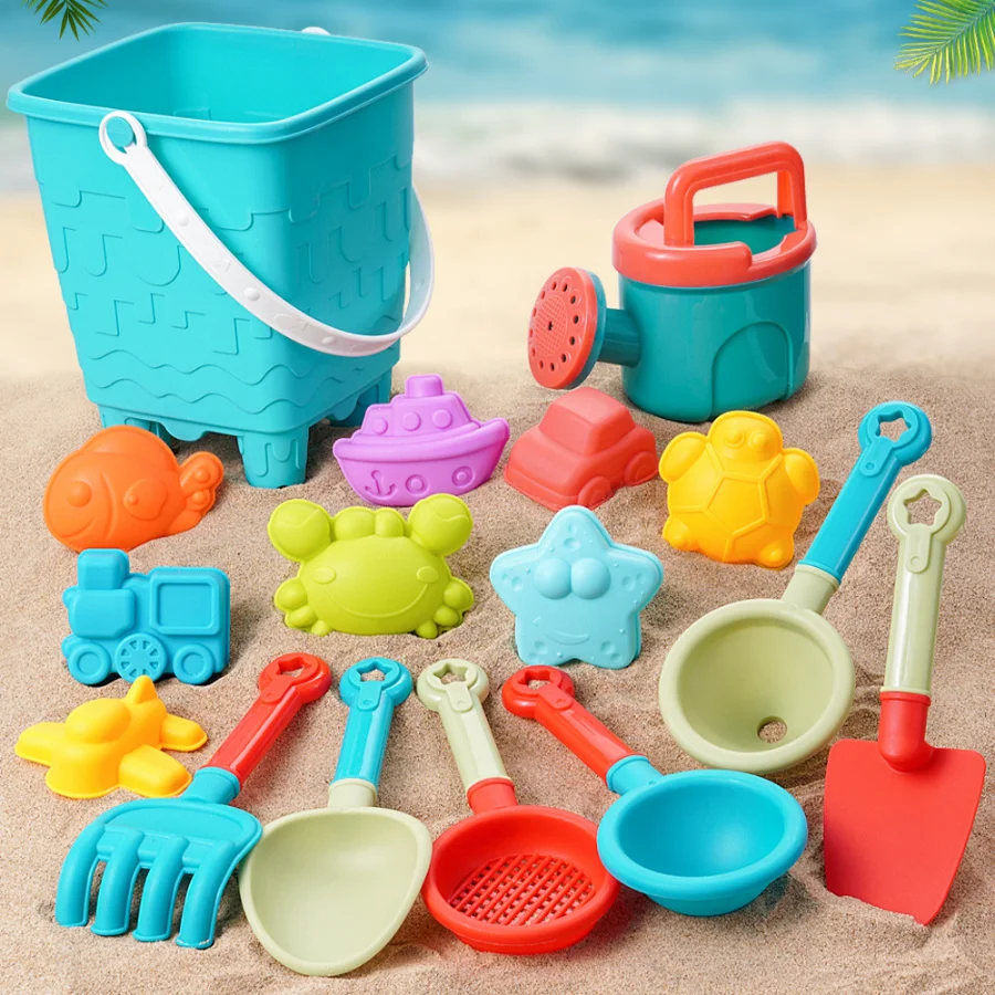 Children's beach toy set, play with sand, digging tools, beach bucket ...