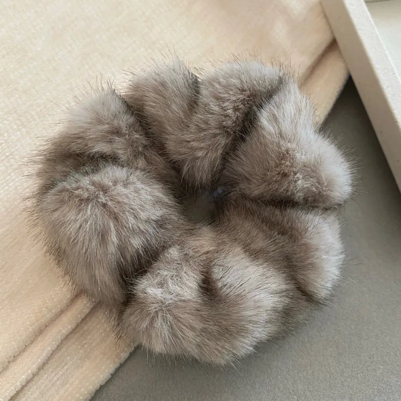2023 Winter Real Mink Fur Elastic Hair Bands Scrunchies