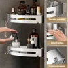 Bathroom Shelf No Drill Wall Mounted Shampoo Bottle Shower Corner Rack Toilet Storage Rack Aluminum Bathroom Kitchen Accessories 2