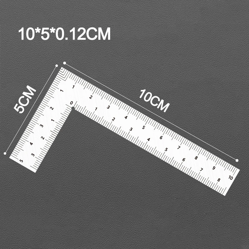 1PC Mini Stainless Steel L-Shaped Double-Sided Precision Scale Ruler Leather Design Metal Materi High-Accuracy Measuring Tool
