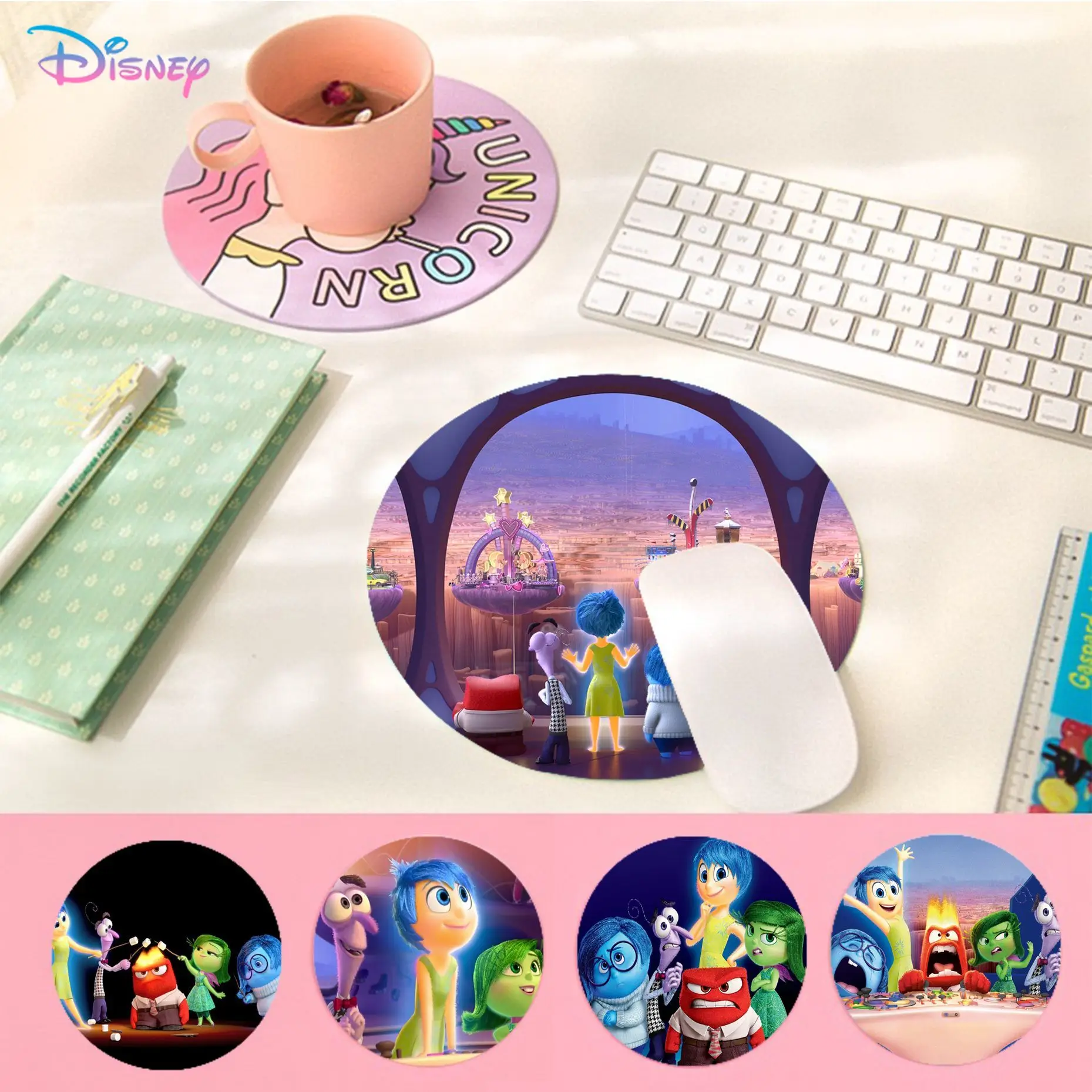 Disney Inside Out Mousepad Small Round Speed Version Game Computer Keyboard Office Table Mat Pc Laptop Mouse Mat Desktop Mat