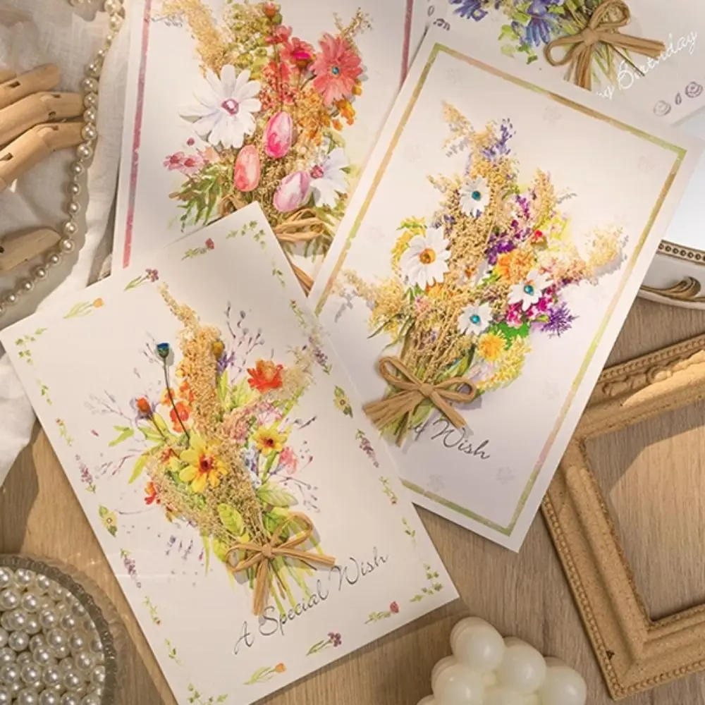 3D Dried Flower Greeting Card Envelopes Mother's Day Greeting Card Thank You Letter Invitation Business Exquisite