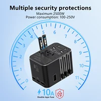 Universal Travel Adapter with 4 AC Outlets 2 USB Port 3 Type-C PD 45W All-in-One Fast Power Charge On EU US AUS Plug Internation - Image 4