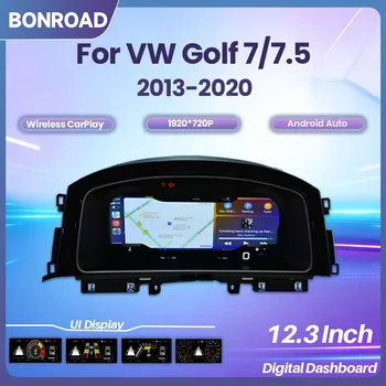 BONROAD Panel de instrumentos digital de 12,3 pulgadas para Volkswagen Golf 7 MK7 2013-2020, panel de instrumentos con velocímetro y cabina virtual LCD con HDMI 1