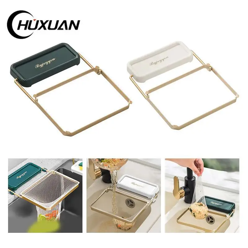 

Kitchen Residue Filter Screen Holder,Kitchen Sink Corner Drain Strainer, Sink Corner Strainer with Net Mesh Hanging Bags