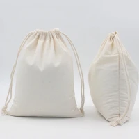 Wholesale 100pcs/lot Custom Logo Printed Natural Cotton Drawstring Pouch Gift Package Bags Personalize Texts Plain Storage Pouch 2