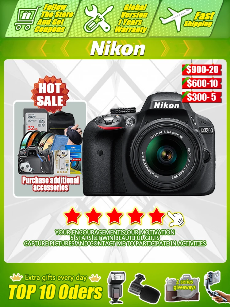 Nikon D3300 DSLR Camera with 18-55mm f/3.5-5.6G VR Lens Kits digital camera