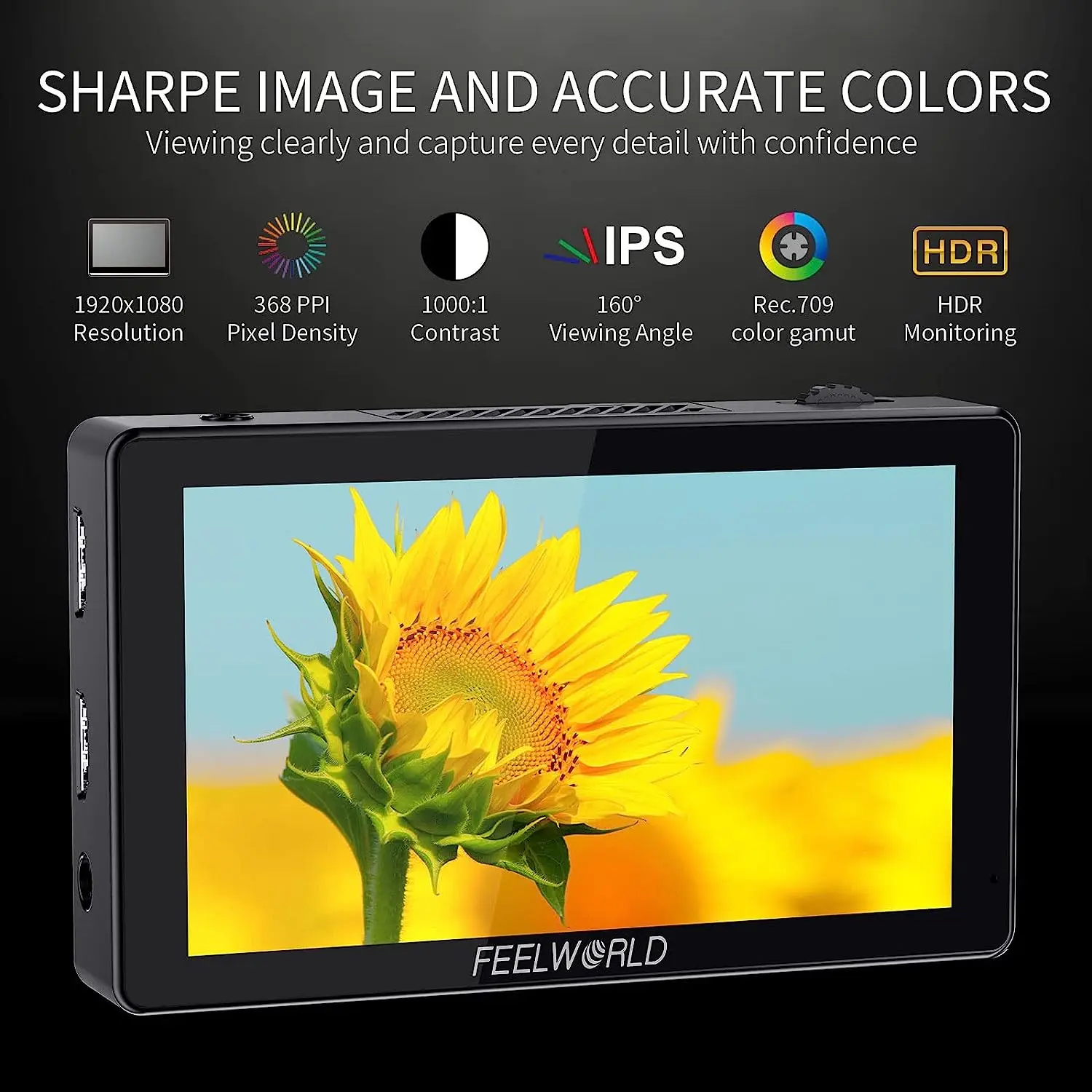 FEELWORLD LUT5 5.5 Inch 3000nit 4K Touch Screen Monitor 3D LUT HDR 1920X1080 Camera Field Monitor with F970 External Power