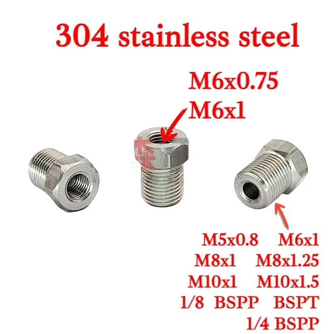 M6 × 0.75 M6 × 1 Femelle à Mâle M5 6 8 1/8 "1/4" 3/8 "BSPHex Bague Réducteur 304 Adaptateur En Acier Inoxydable Haute Pression Pour Manomètre