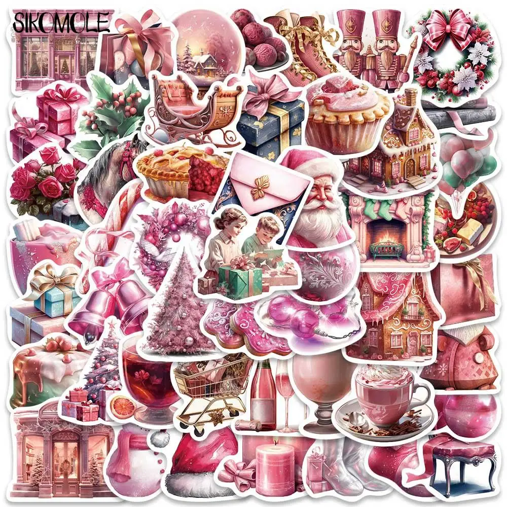 

10/30/50PCS Cute Cartoon Pink Christmas Art Graffiti Stickers Kawaii DIY Travel Luggage Guitar Fridge Laptop Sticker Kids Decals